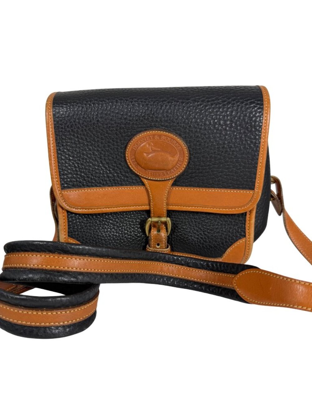 Vintage Dooney & Bourke All Weather Leather Pebble Grain Black Cross Body Bag